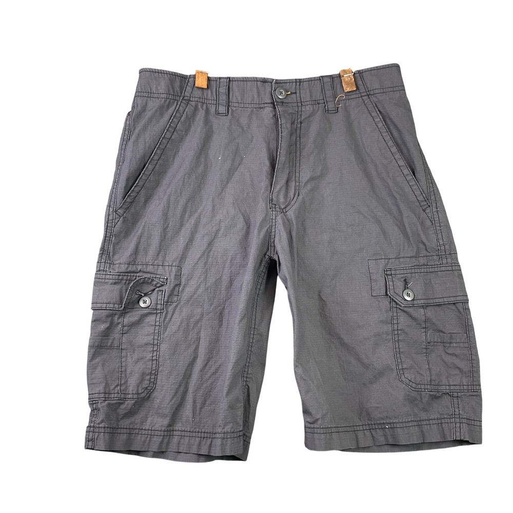WearFirst Cargo Shorts Men's 32 Gray Ripstop -Band Stretch Cotton Utility Casual